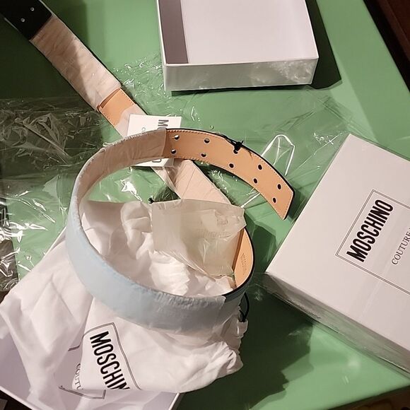 MOSCHINO BELT LIGHT BLUE 42" NWT - Picture 10 of 12